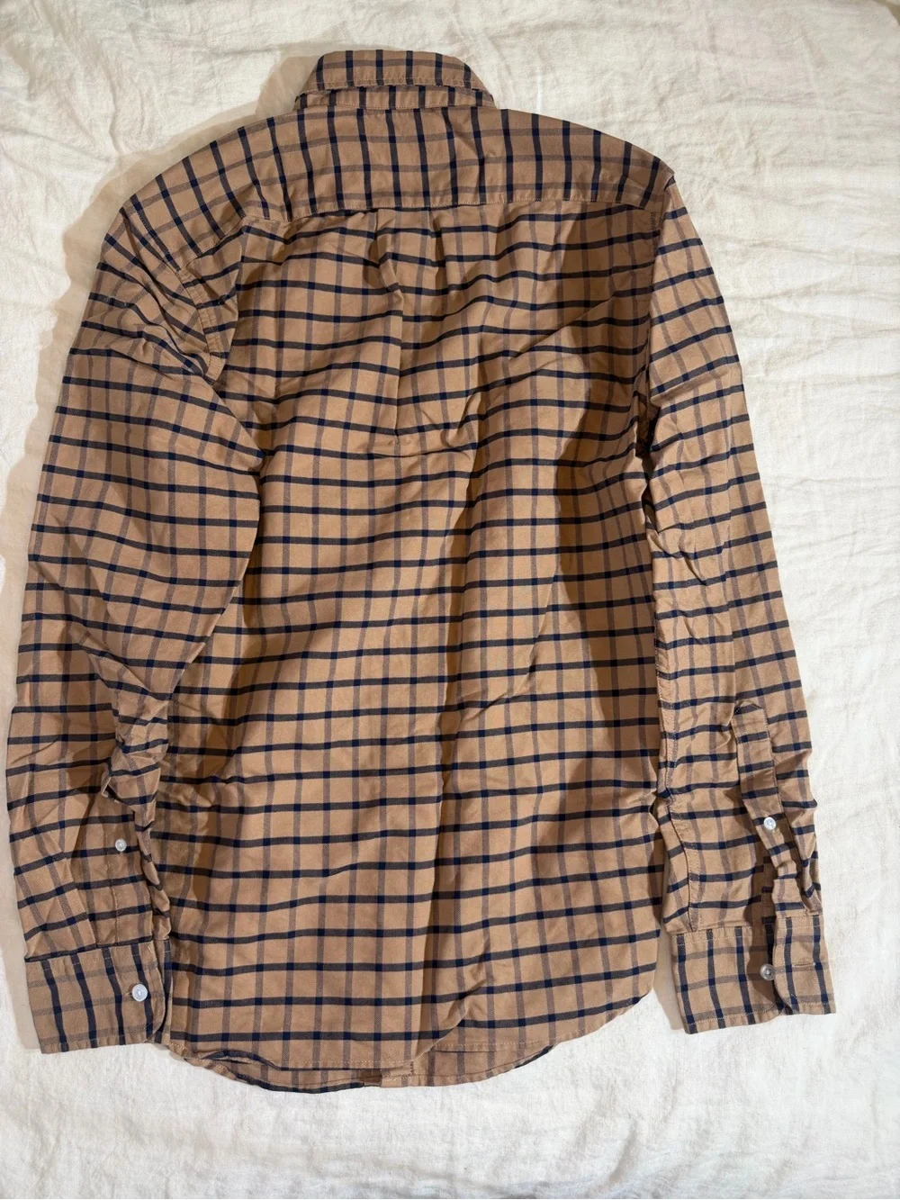 J. Crew Tan and Navy Plaid Slim Button-Down Shirt